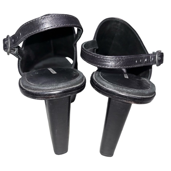 Alexander Wang Black Leather Cole Peep Toe Slingback Mule Sandals - Picture 5 of 8